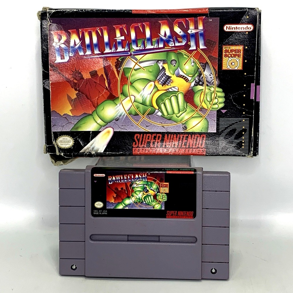 Battle Clash Super Nintendo SNES 1992 - Game Cartridge and Box - Super Scope